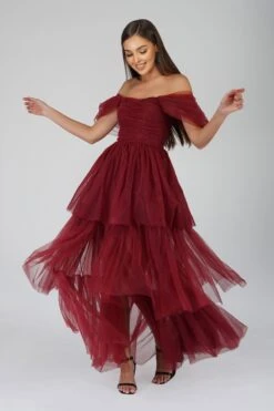 Sydney Burgundy Tulle Maxi Dress -Tulle Clothing SydneyBurgundy 2