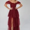 Sydney Burgundy Tulle Maxi Dress