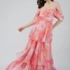 Sydney Chiffon Maxi Dress In Coral Print 2 Sydney Chiffon Maxi Dress In Coral Print -Tulle Clothing SydneyChiffonMaxiinCoralPrint 4