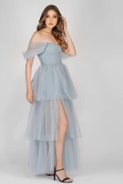Sydney Dusty Blue Tulle Dress -Tulle Clothing SydneyMaxiBlue 3 Copy