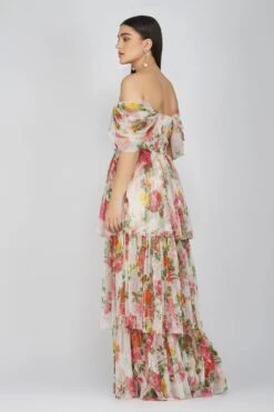 Sydney Tulle Maxi Dress In Bright Floral -Tulle Clothing SydneyMaxiBrightFloral 1 Copy