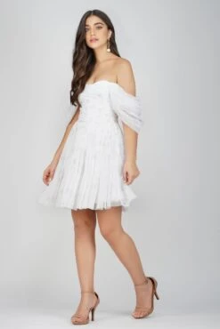 Sydney Ivory Polka Mini Dress -Tulle Clothing SydneyMiniIvoryPOlka 2 Copy