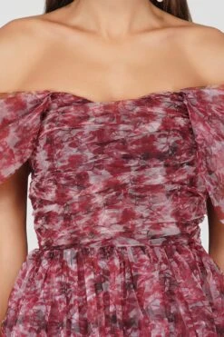 Sydney Tulle Maxi Dress In Burgundy Print -Tulle Clothing SydneyburgundyPrint 5 40fa53cc dd32 41bf 8bc3 128c1b1f9027