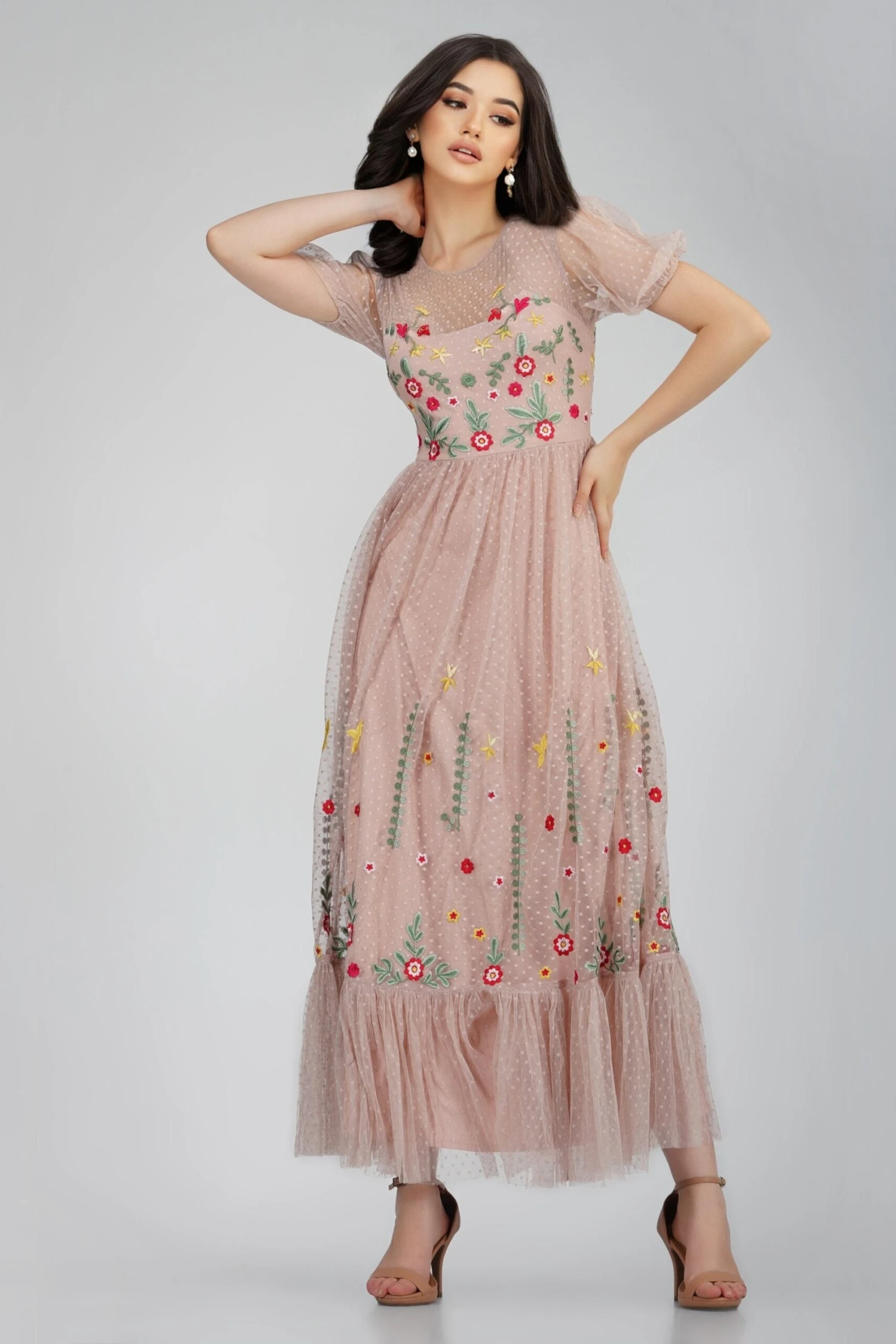 Azalea Dusty Pink Embroidered Dress 6 Azalea Dusty Pink Embroidered Dress - Image 4