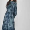 Taylor Long Sleeve Satin Midi Dress In Blue -Tulle Clothing TaylorDressBlue 5