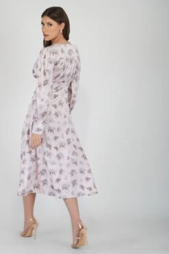 Tessa Long Sleeve Satin Midi Dress In Pink 11 Tessa Long Sleeve Satin Midi Dress In Pink -Tulle Clothing TessaPink 2