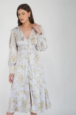 Tessa Long Sleeve Satin Midi Dress In Champagne 11 Tessa Long Sleeve Satin Midi Dress In Champagne -Tulle Clothing TessaWhiteGold 5