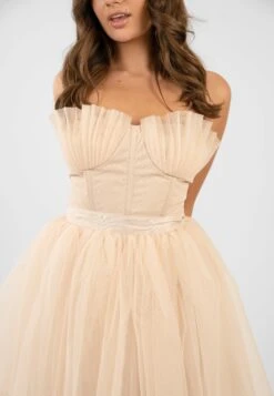 Nimo Cream Tulle Midi Dress With Shell Cups -Tulle Clothing Untitled 5245