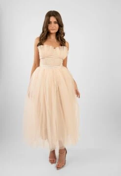 Nimo Cream Tulle Midi Dress With Shell Cups -Tulle Clothing Untitled 5247