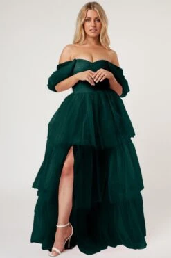 Sydney Off Shoulder Tulle Maxi Dress In Emerald Green -Tulle Clothing Untitleddesign 17