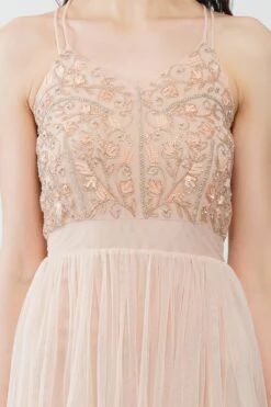 Ursa Blush Pink Embellished Maxi Dress -Tulle Clothing Ursa 5