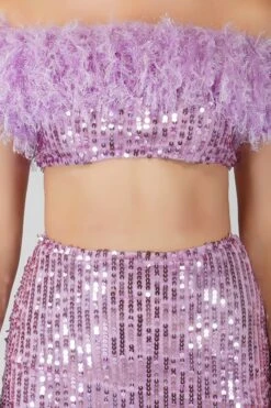 Zuri Sequin Lilac Purple Feather Top -Tulle Clothing ZUri 6