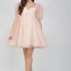 Melanie Pink Puff Sleeve Dress -Tulle Clothing mELANIE 2 EDITED