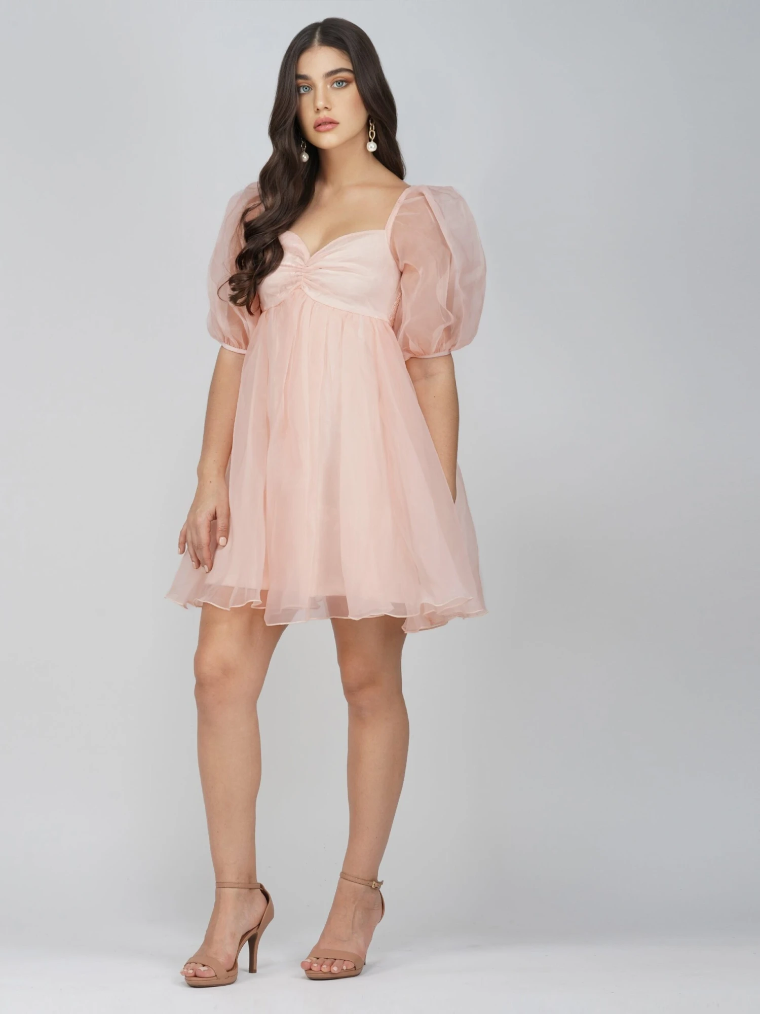 Melanie Pink Puff Sleeve Dress 6 Melanie Pink Puff Sleeve Dress - Image 4