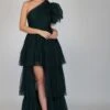 Rowan Emerald Green One Shoulder Tulle Gown