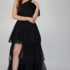 Rowena One Shoulder Tulle Gown In Black
